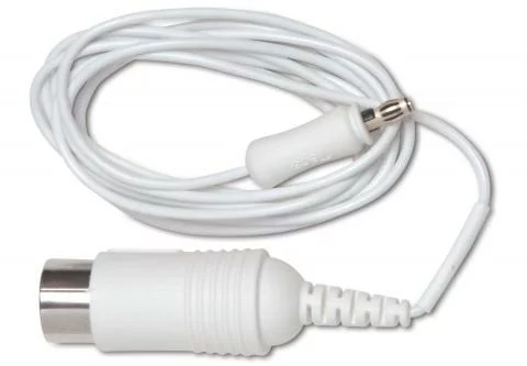 İğne Tutucu (Kablo)
TECA Elite Tek Kullanımlık Konsantrik İğneyi bağlamak için yönlendirmesiz hub: 5 pinli 240° DIN fişinde sonlanan, korumalı 36″ (1 m) kablo. Çoğu EMG cihazına takılır.